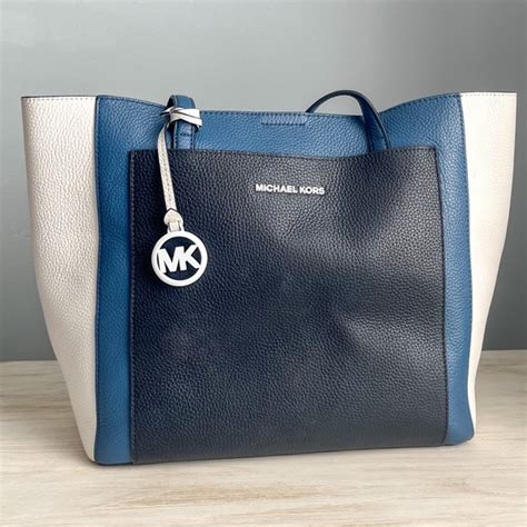 Michael Kors Gemma Large Pebbled Leather Colorblock Tote 